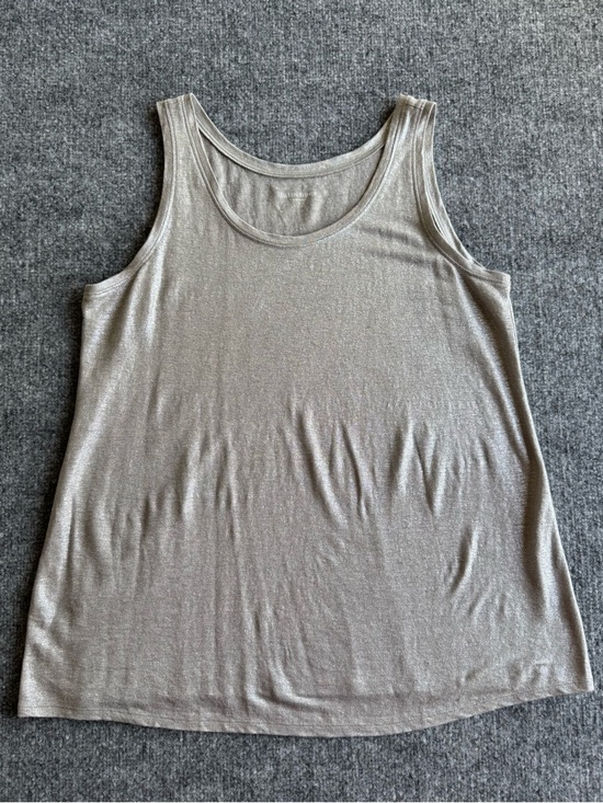 Eileen Fisher Tops - Eileen Fisher 100% Linen Metallic Silver Shimmer Tank Top Womens SMALL